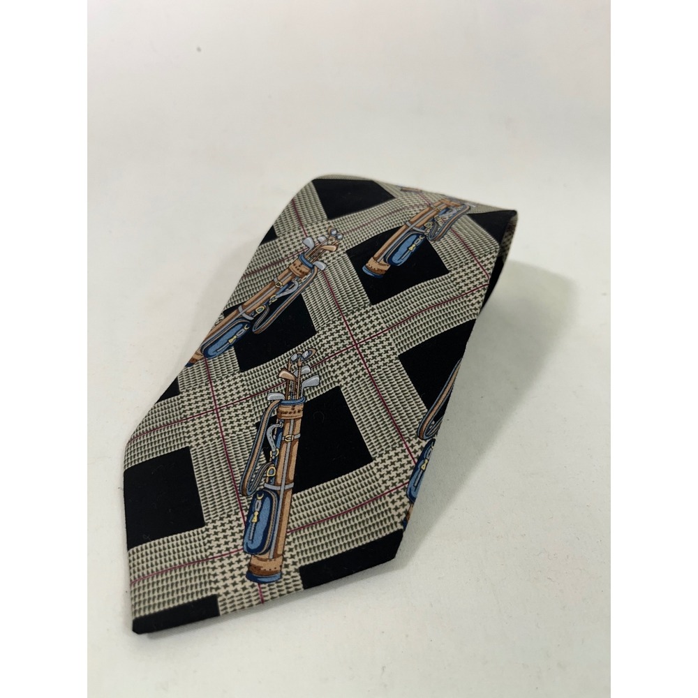 Hathaway‎ Mens Tie Golf Bag Pattern Cotton Woven Tee Time Necktie Plaid